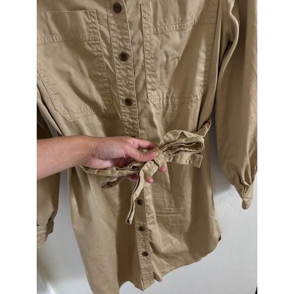 Banana Republic Dress Women's XS Tan Utility Shirt Mini Long Sleeve Button Up - Picture 5 of 8
